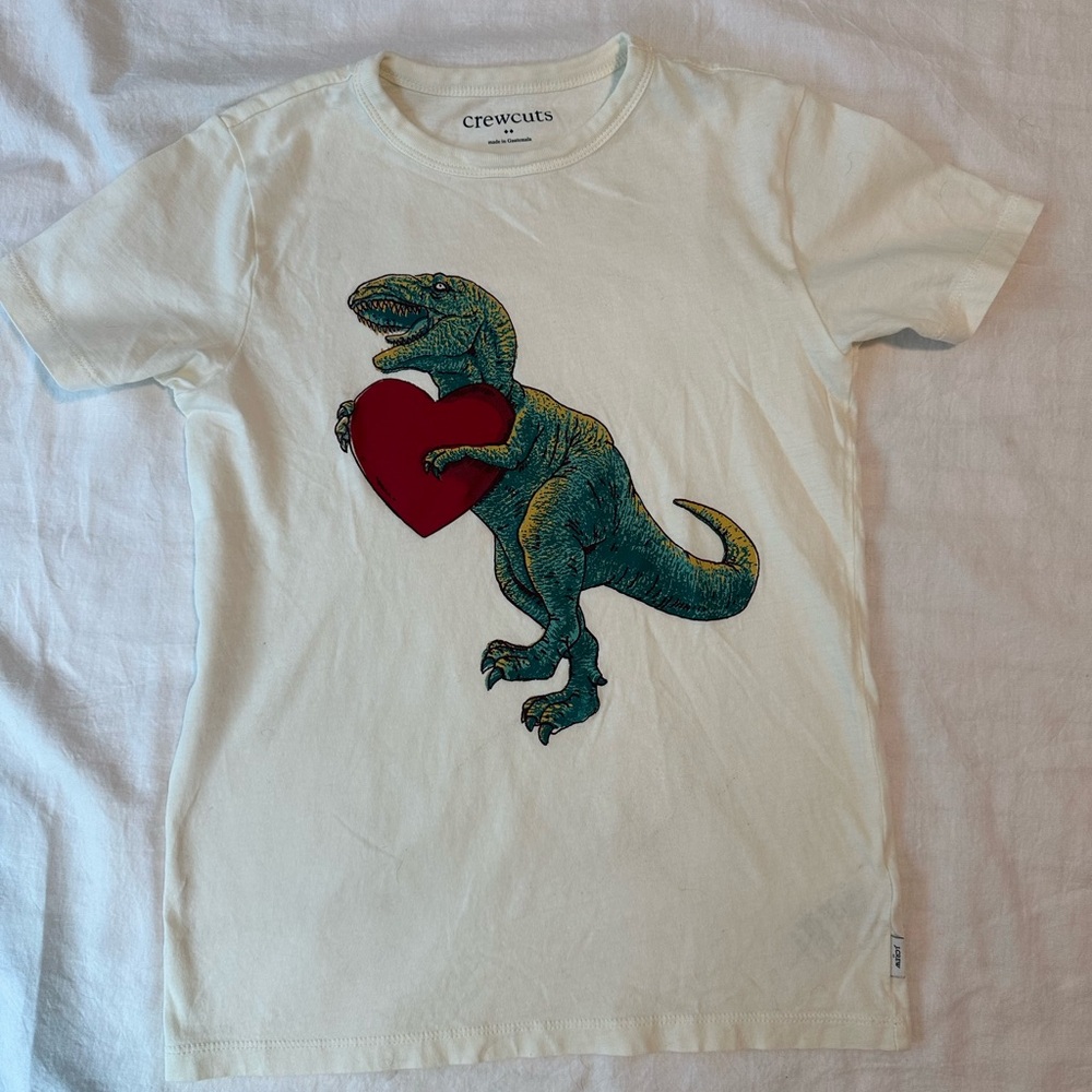 Crewcuts Kids Tee with Dinosaur and Heart - Cream